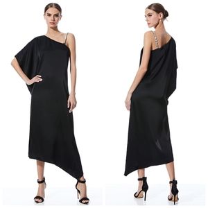 Alice Olivia Tae Crystal Strap Asymmetric Maxi Dress
